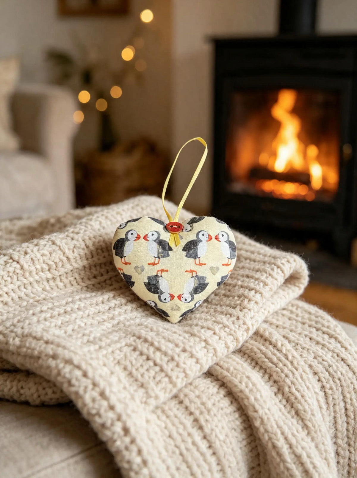 Kissing Puffins Lavender Scented Mini Heart