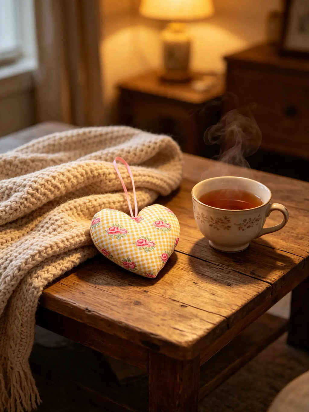 Yellow Gingham Lavender Scented Heart
