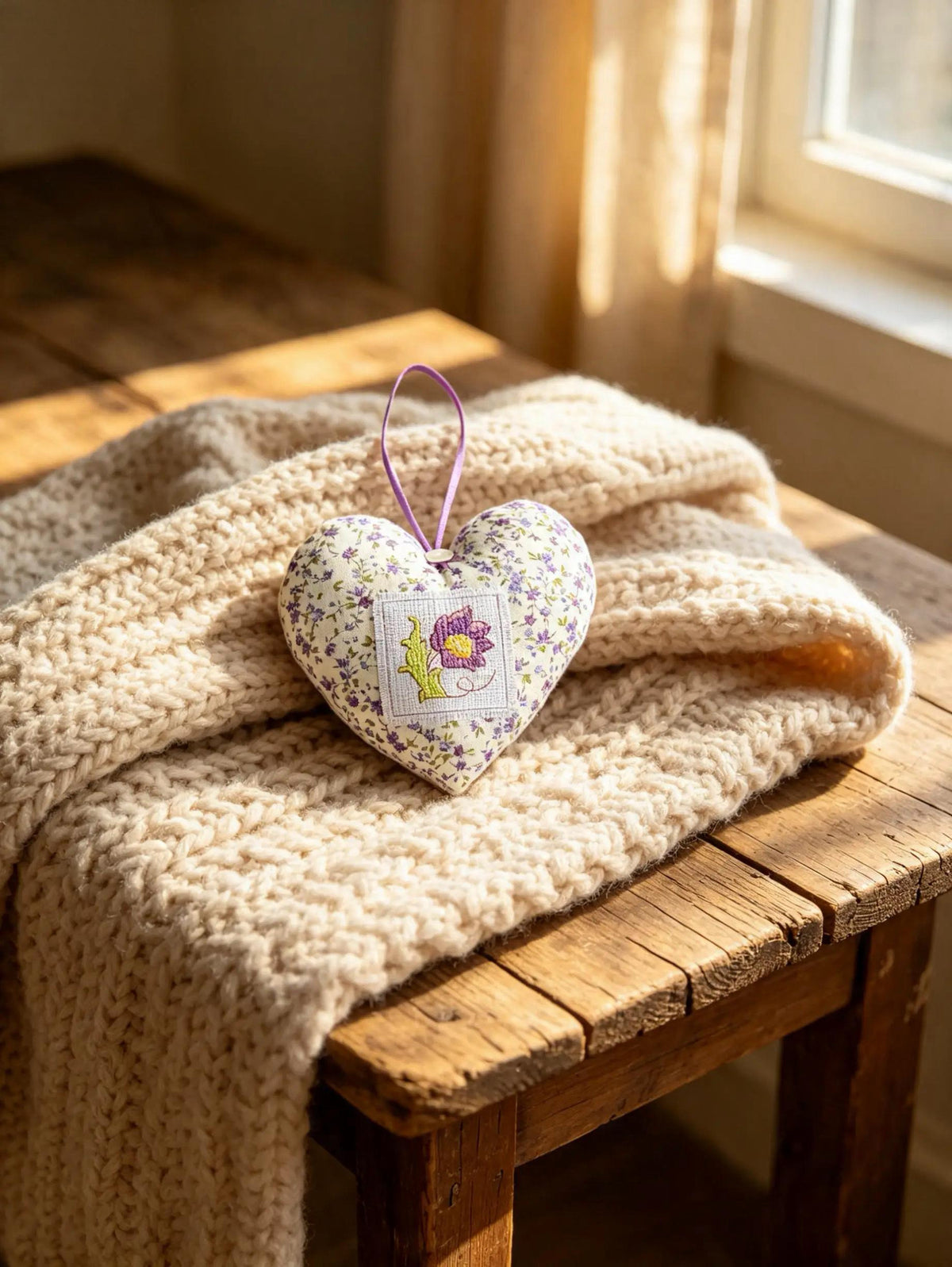 Purple Flower Lavender Scented Heart