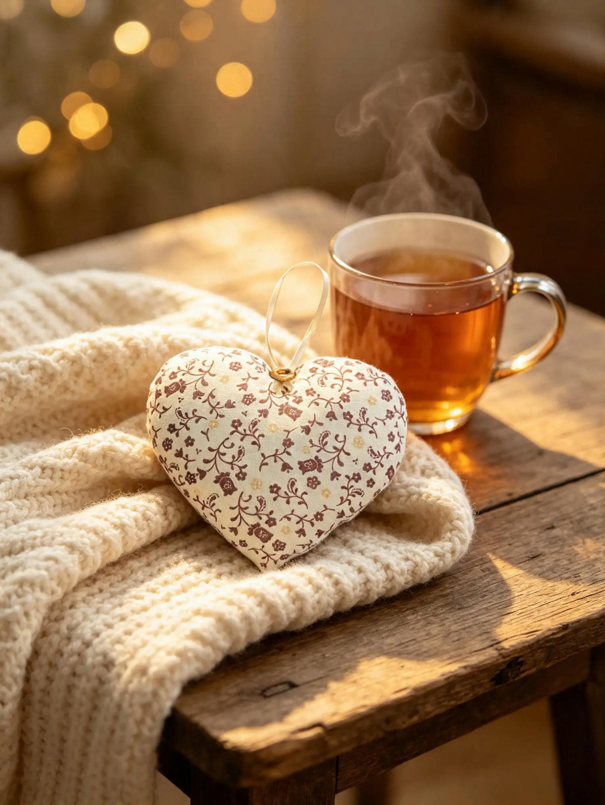 Brown Floral Lavender Scented Heart