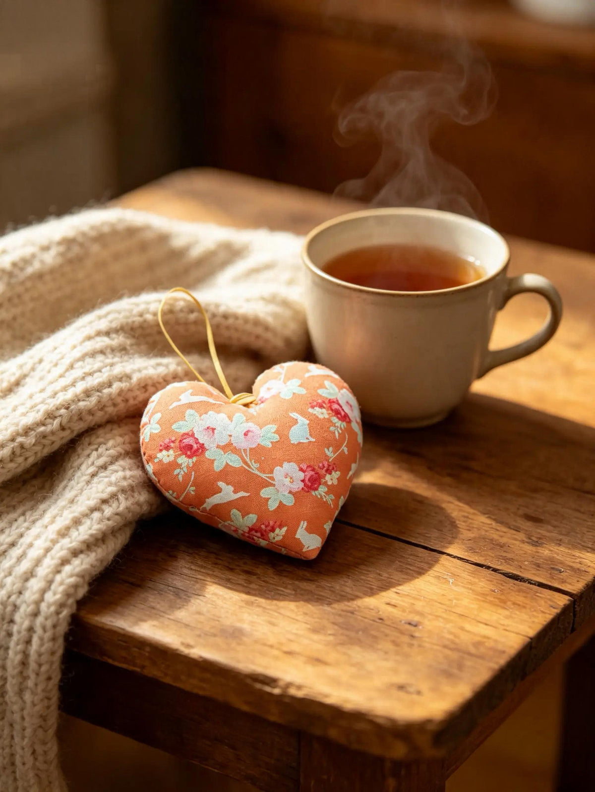 Orange Floral Lavender Scented Heart