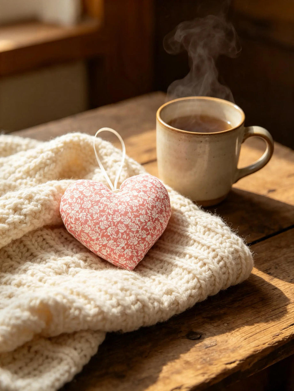 Coral Floral Print Lavender Scented Heart