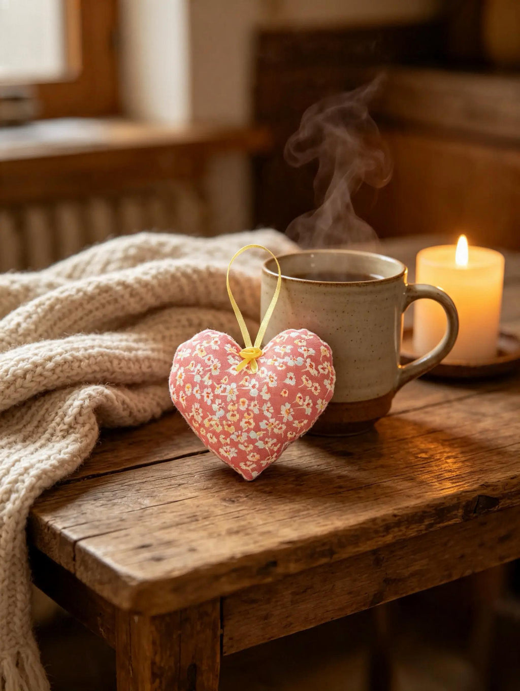 Coral Floral Lavender Scented Mini Heart