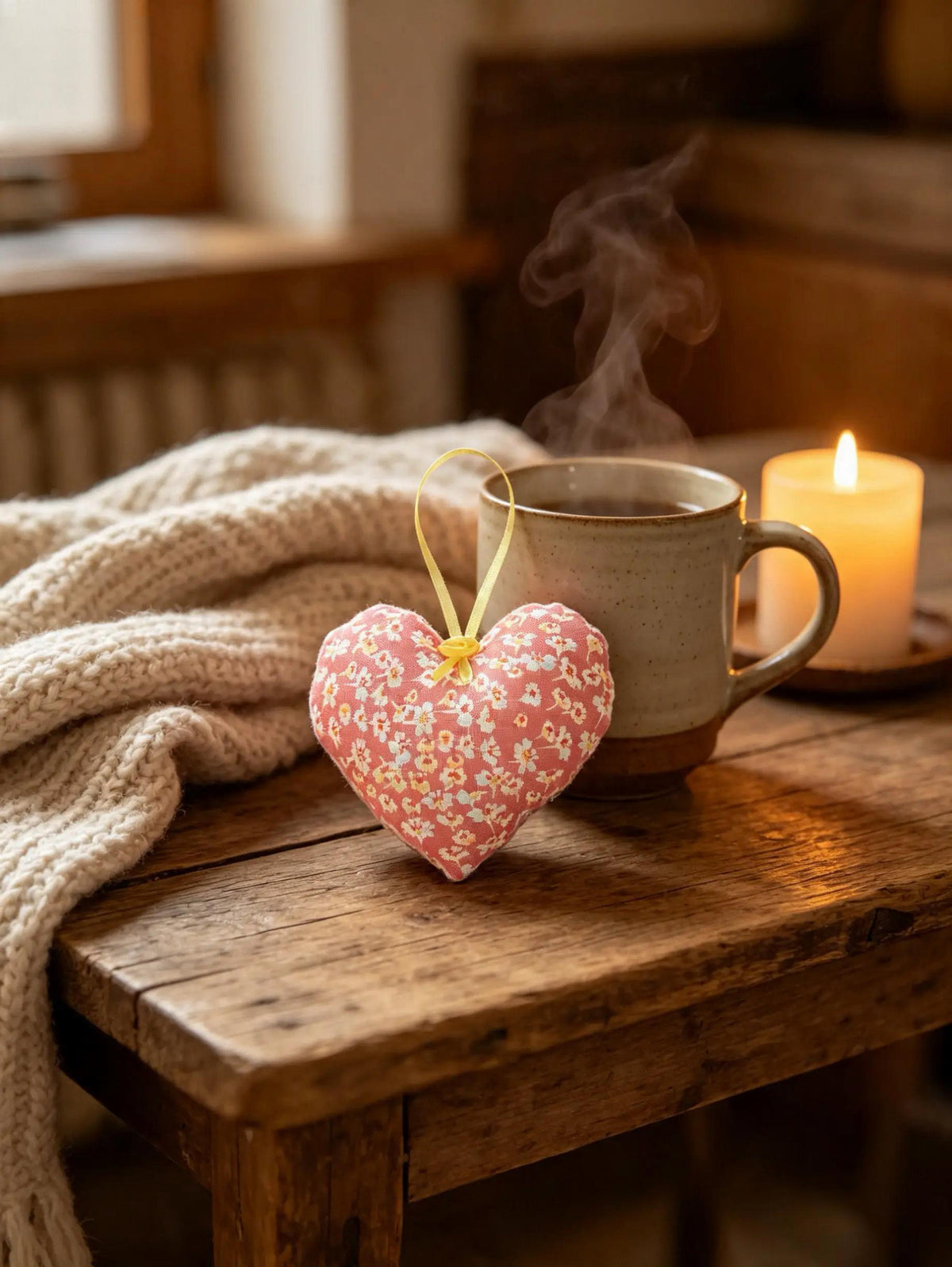 Coral Floral Lavender Scented Mini Heart