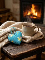 Teal Floral Lavender Scented Mini Heart