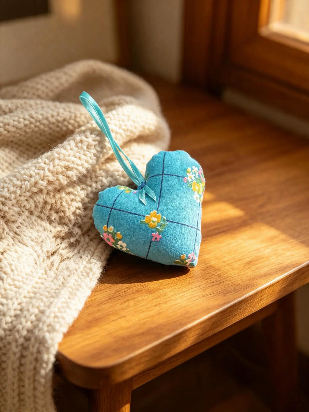 Floral Teal Lavender Scented Mini Heart