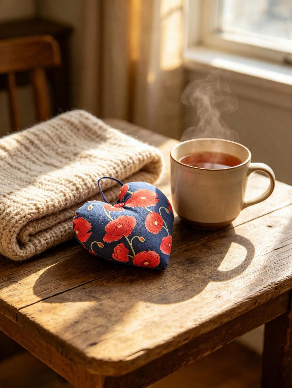 Poppy Print Lavender Scented Heart