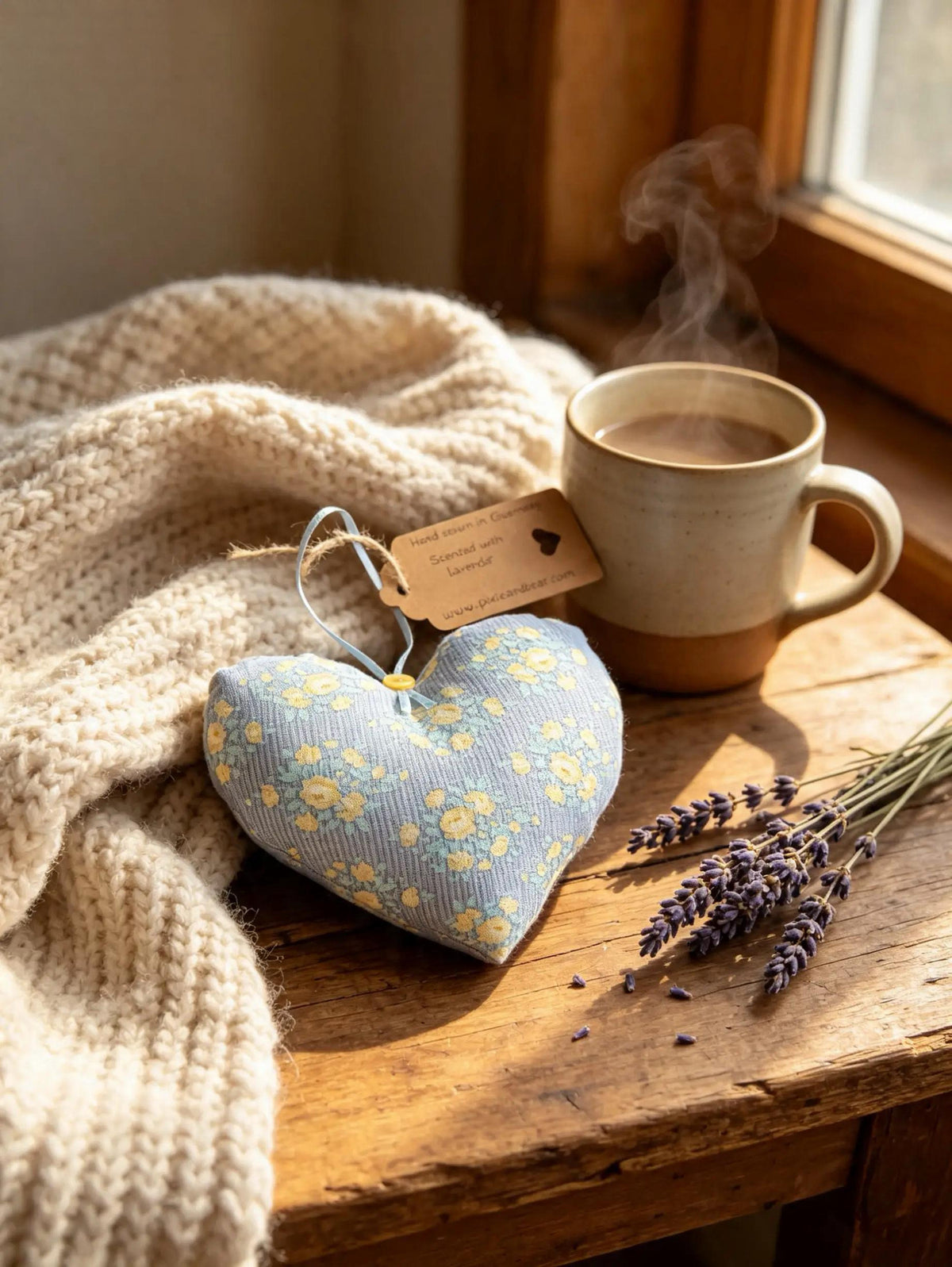 Blue Floral Striped Lavender Scented Heart