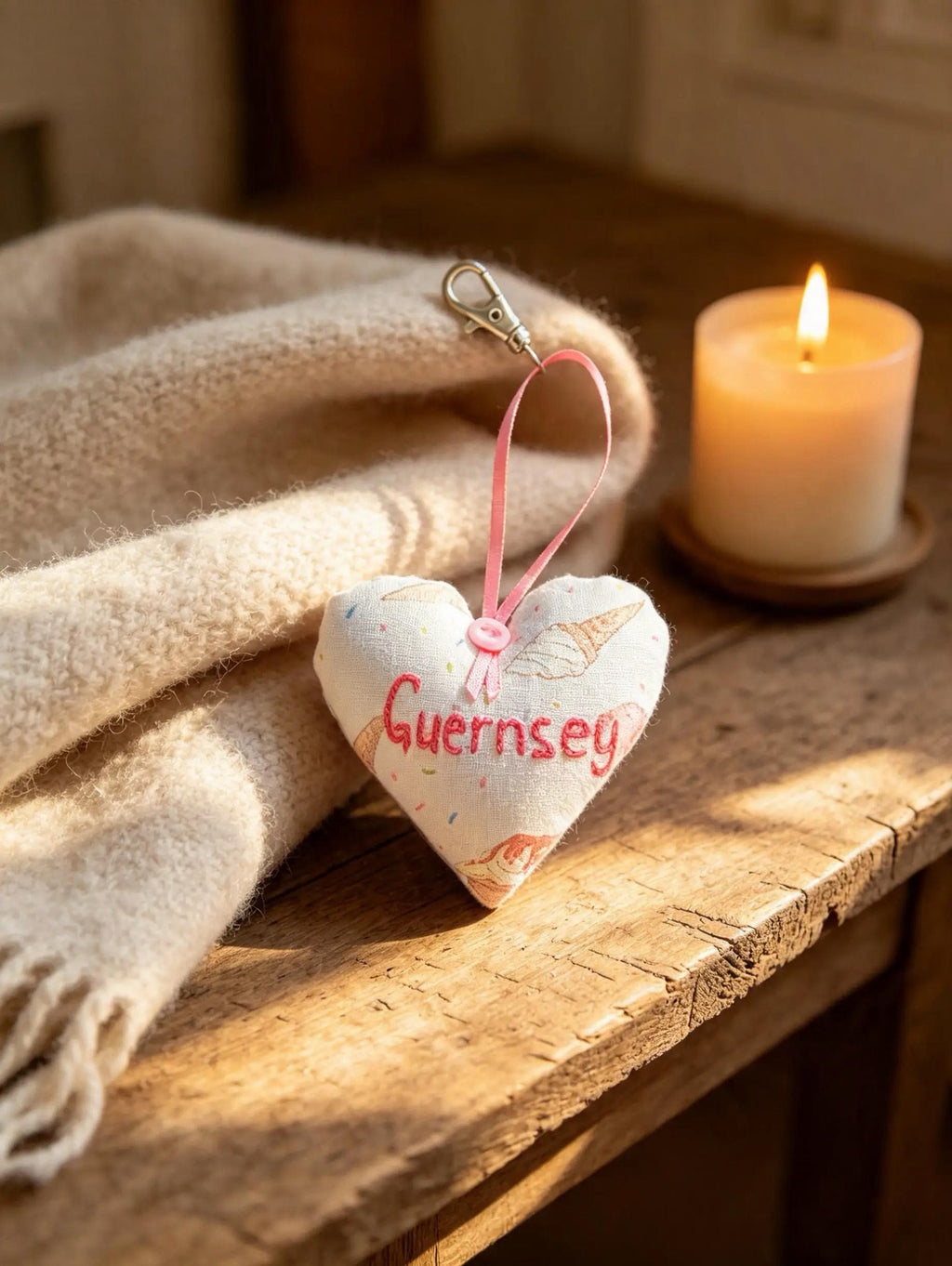 Guernsey Ice Cream Heart Key Chain and Bag Charm