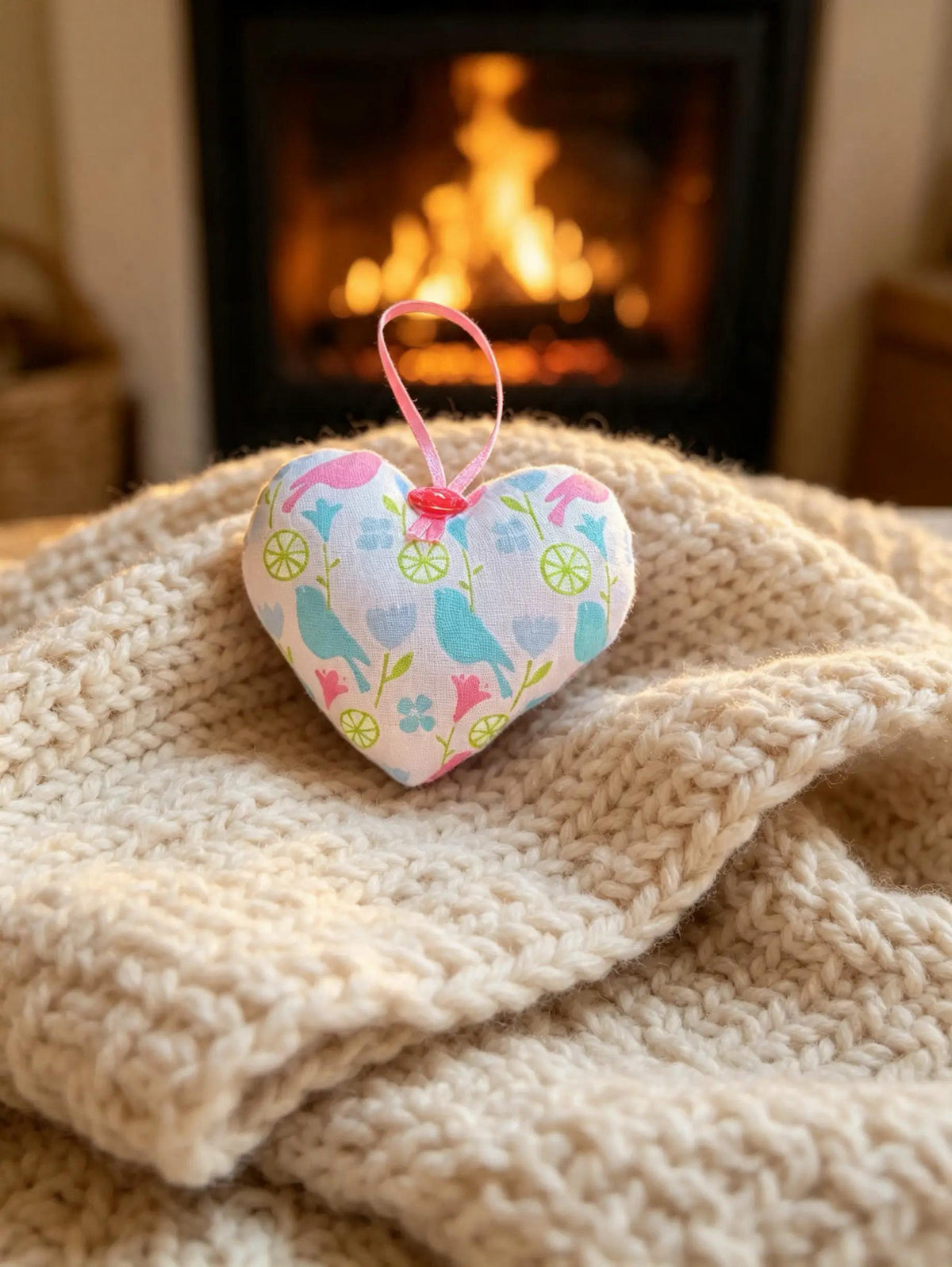 Birds and Flowers Lavender Scented Mini Heart