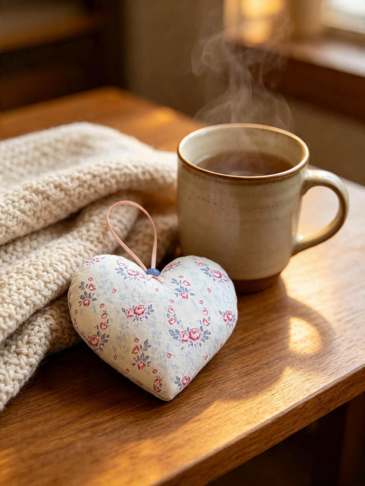 Pink and Blue Flower White Scented Heart