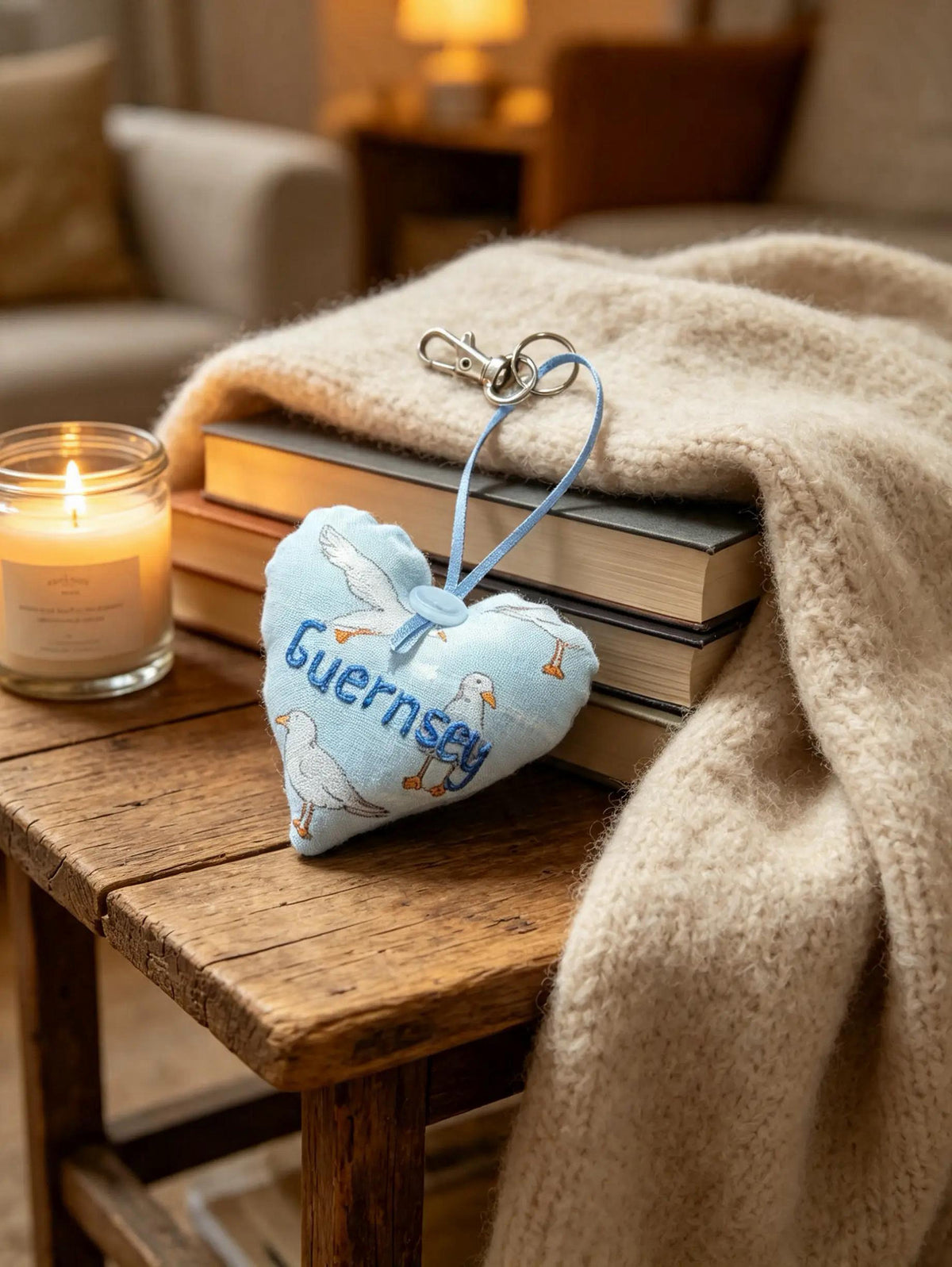 Guernsey Gull Heart Key Ring and Bag Charm