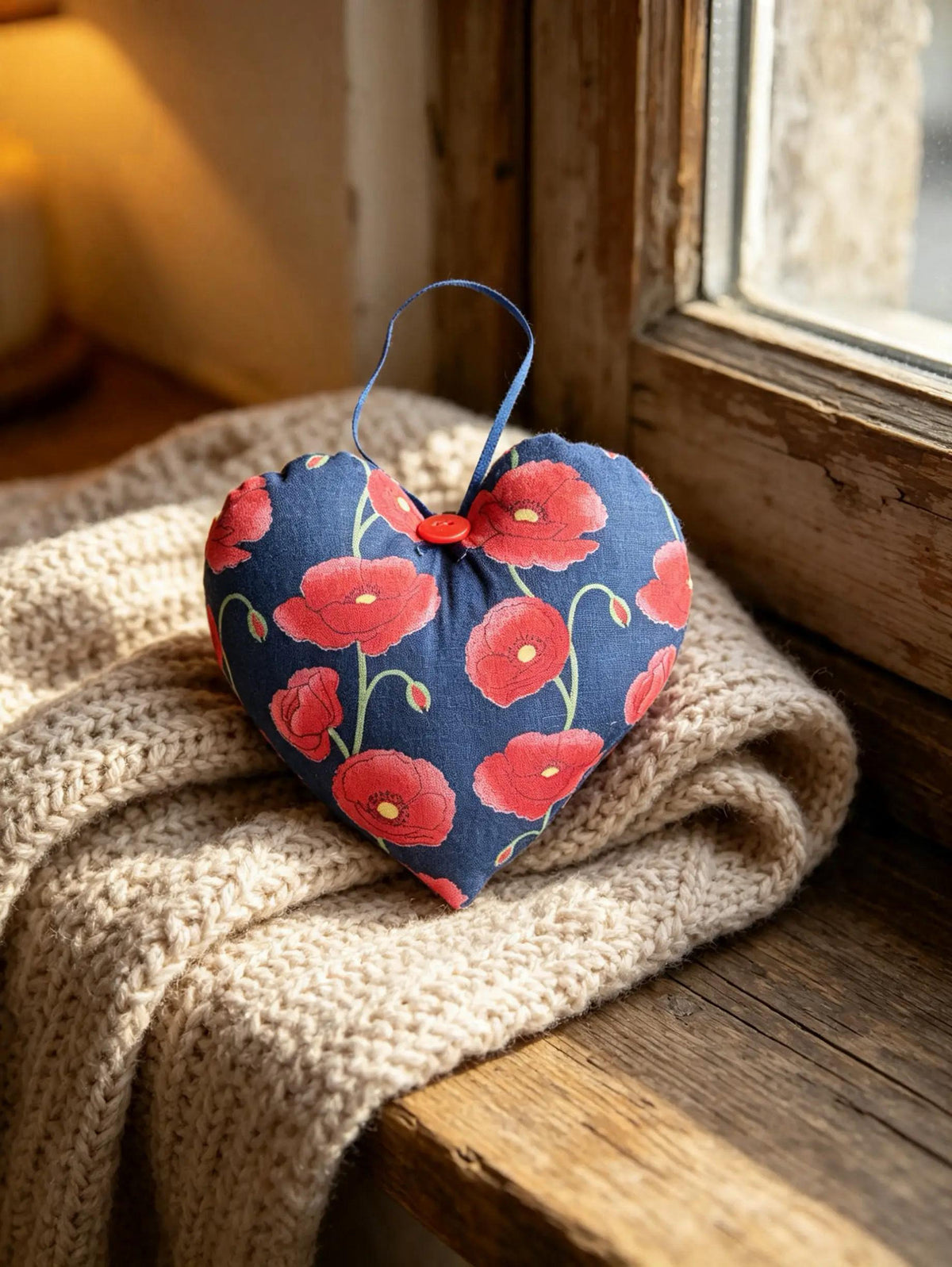 Poppy Print Lavender Scented Heart