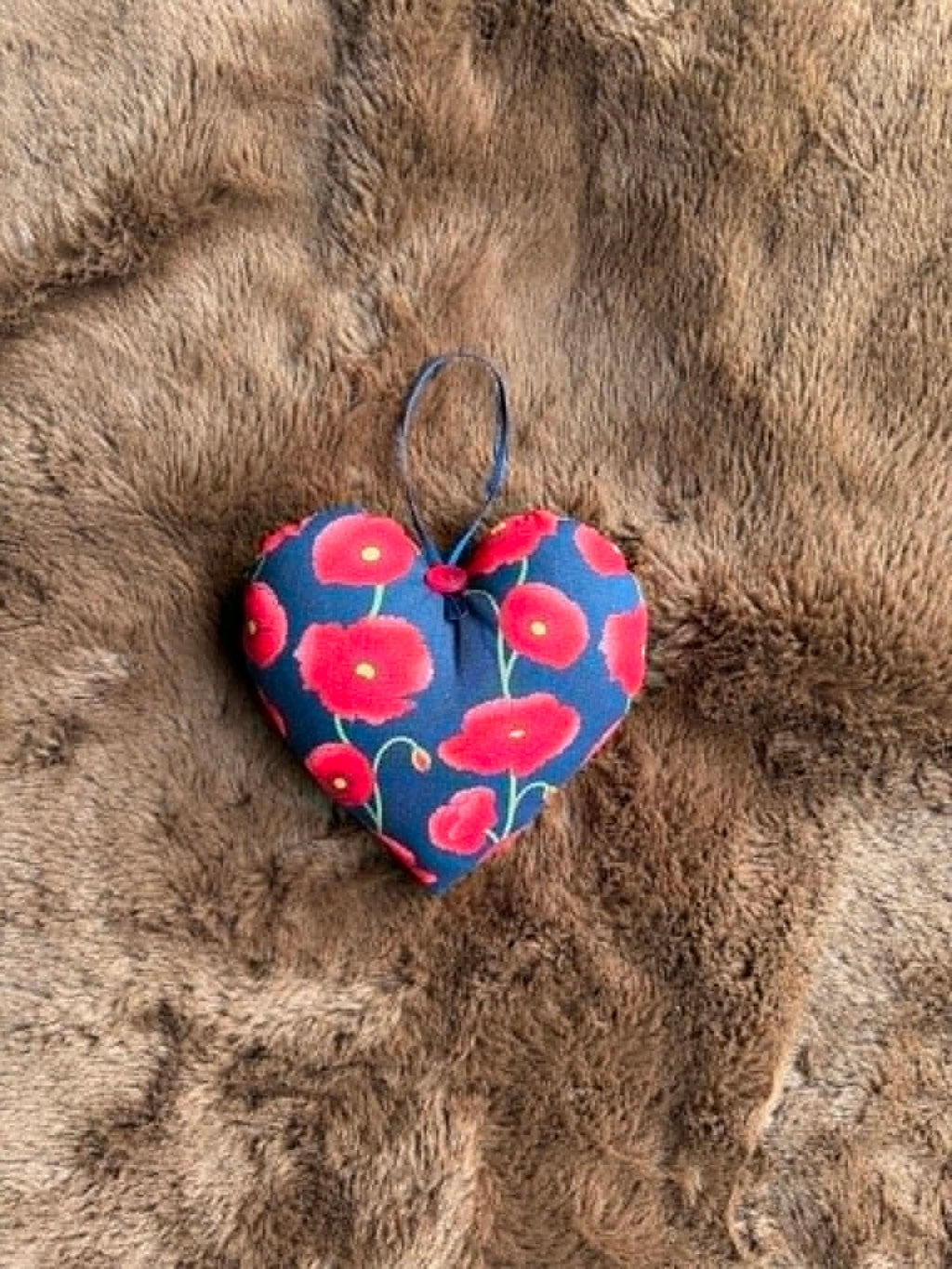 Poppy Print Lavender Scented Heart