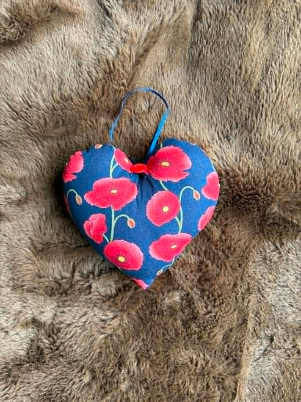 Poppy Print Lavender Scented Heart