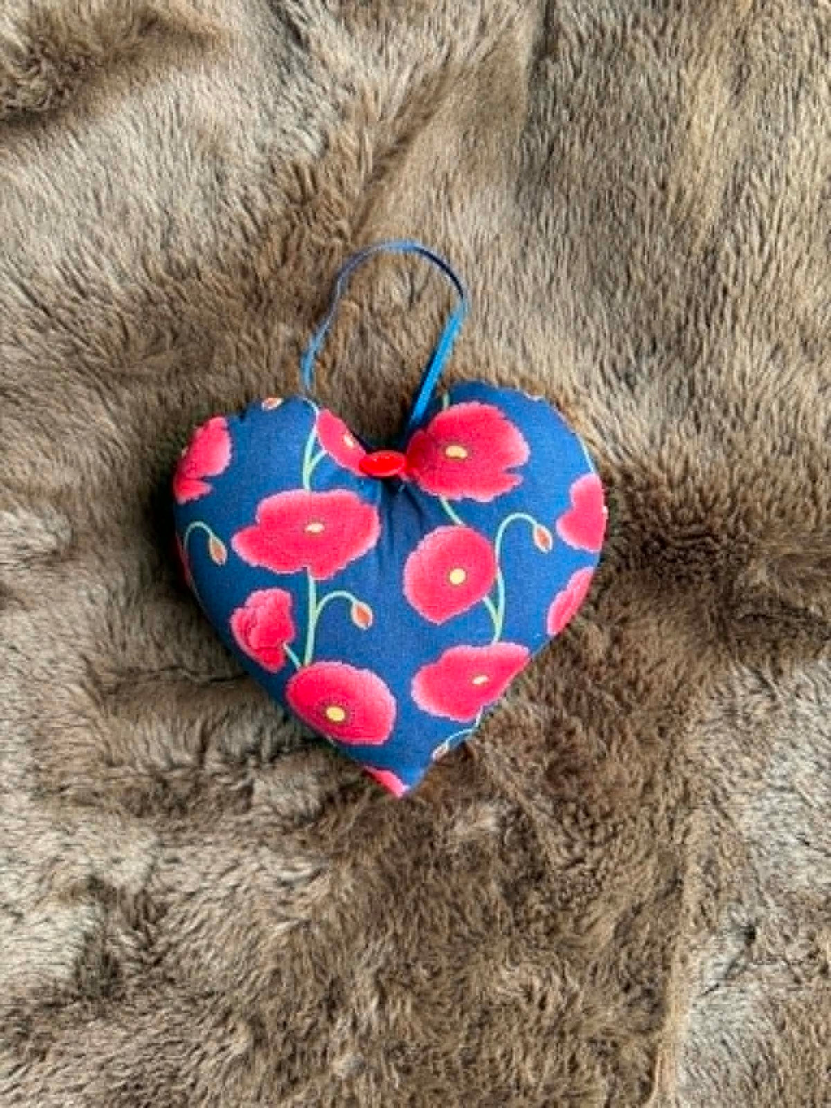 Poppy Print Lavender Scented Heart