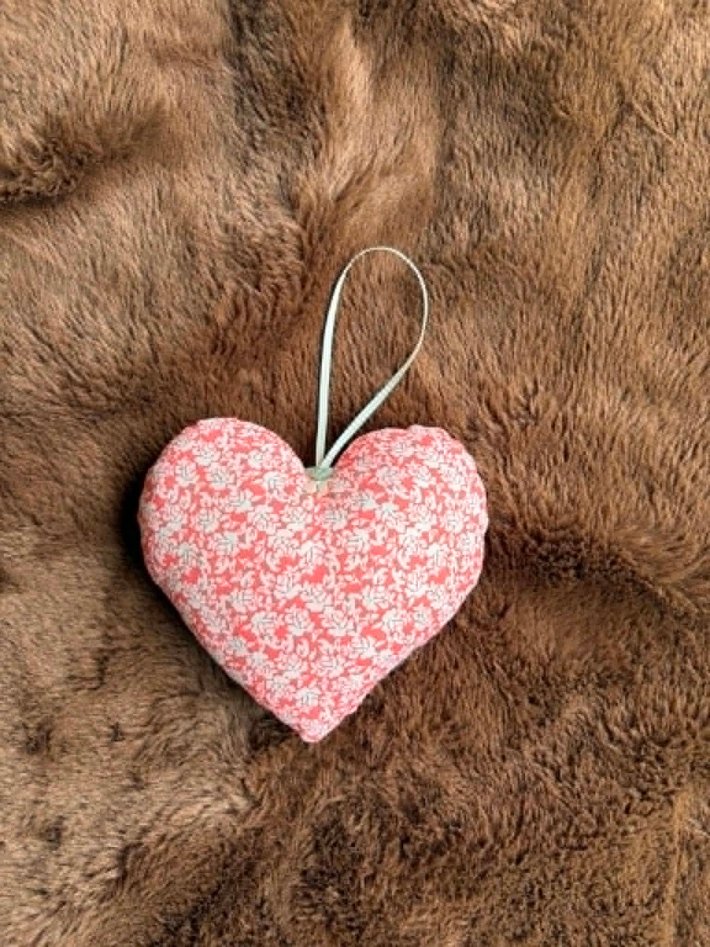 Coral Floral Print Lavender Scented Heart