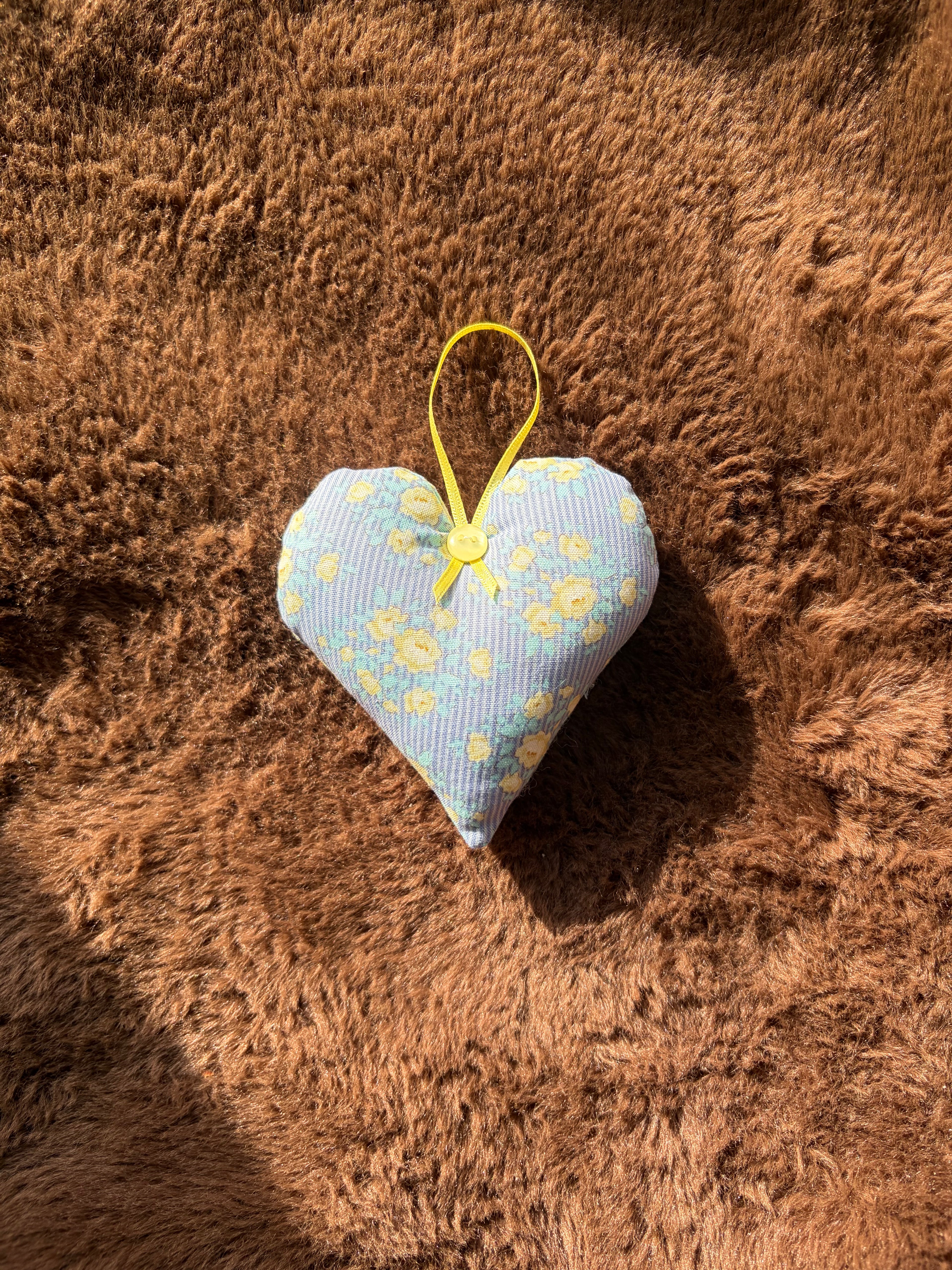 Blue and yellow floral mini heart