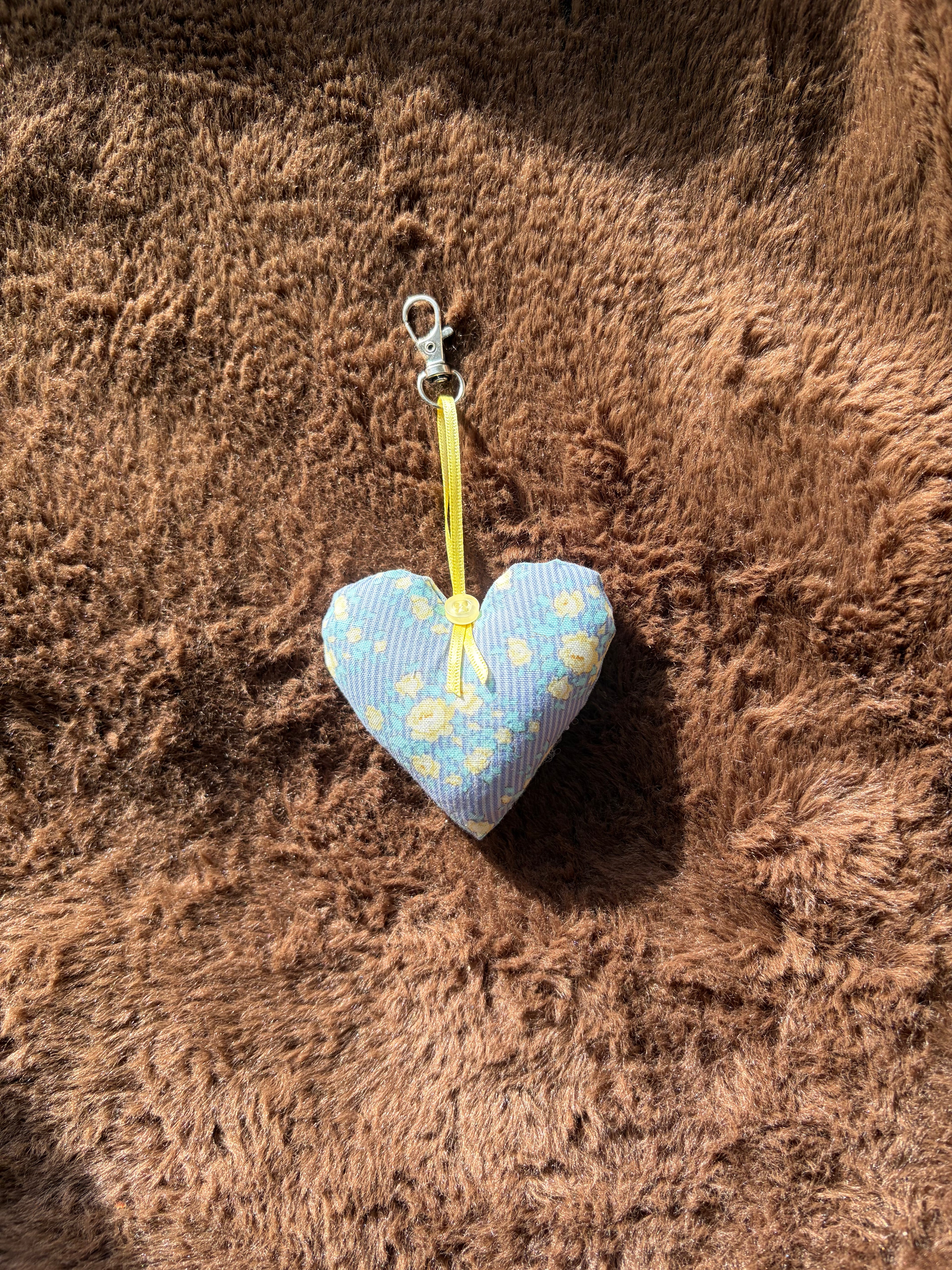 Blue and yellow floral print bag charm