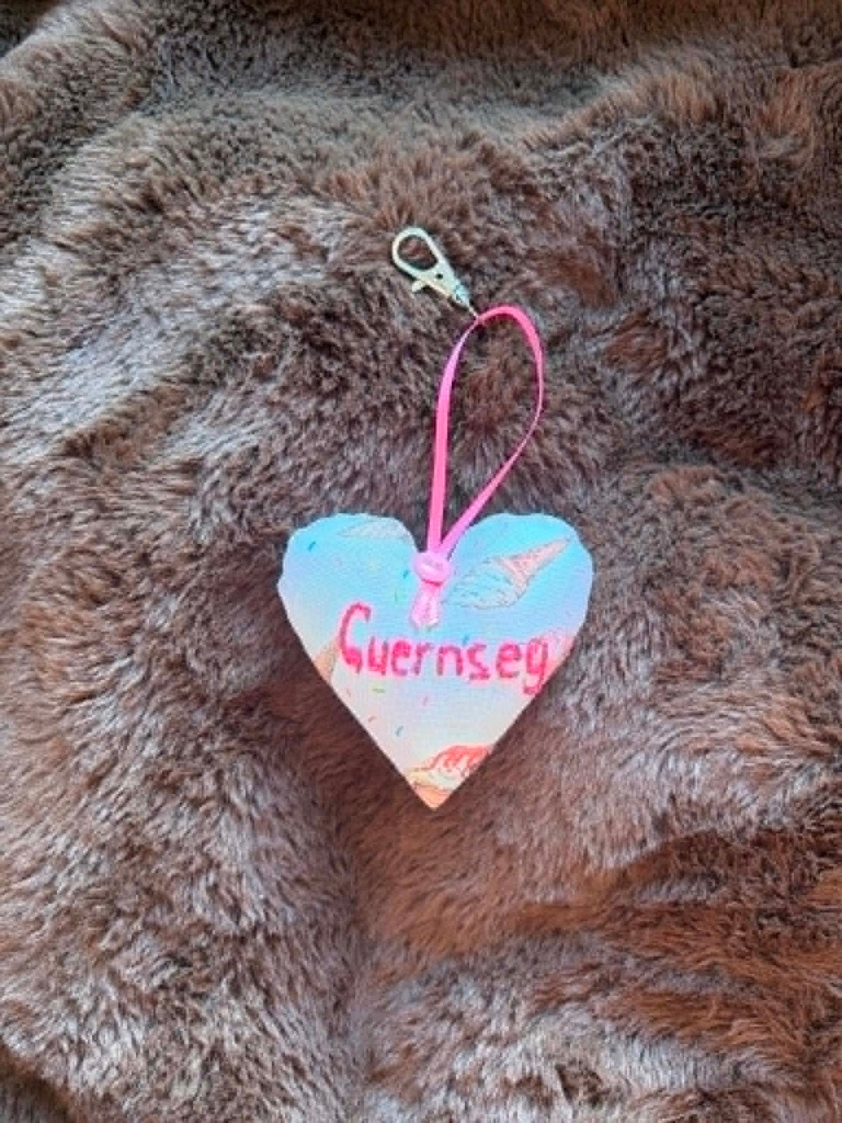 Guernsey Ice Cream Heart Key Chain and Bag Charm