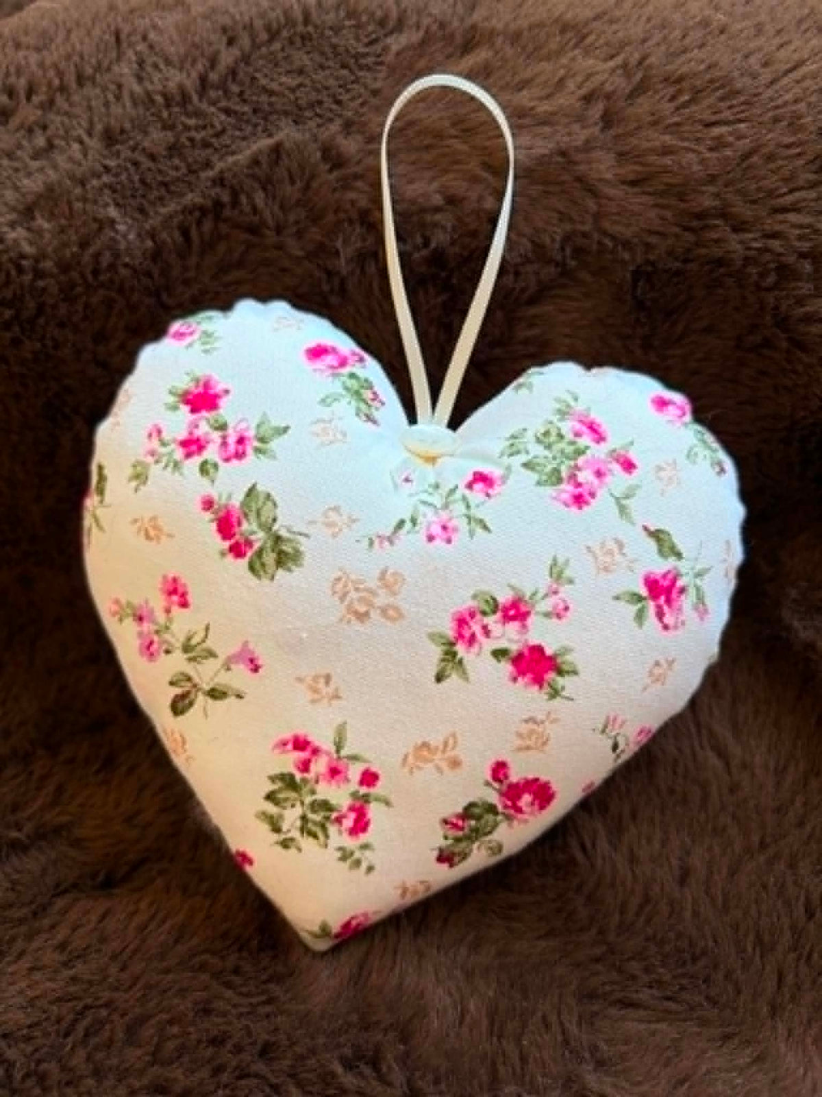 Cream Pink Floral Lavender Scented Heart