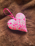 White Flowers Pink Scented Heart