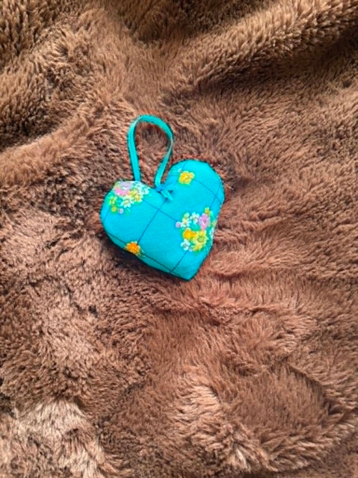 Teal Floral Lavender Scented Mini Heart